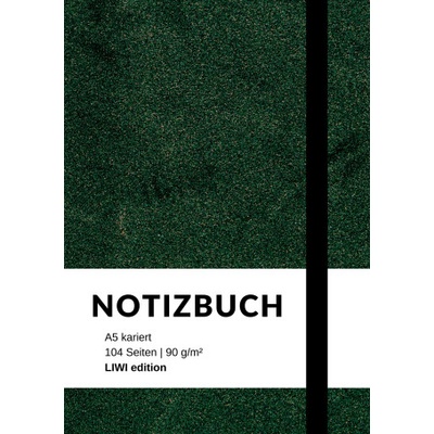 Notizbuch A5 kariert - 100 Seiten 90g/m2 - Soft Cover grün - FSC Papier | Notebook A5