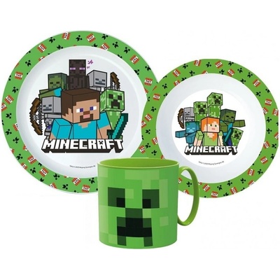Stor Sada plastového riadu Minecraft s hrnčekom 3 dielna súprava