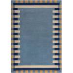 Flair Rugs Син ръчно изработен вълнен килим 200x290 cm Kai Wool Border - Flair Rugs (503119376931)