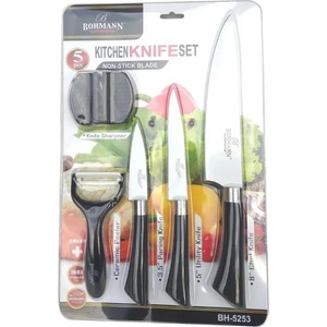 BOHMANN Комплект ножове Bohmann BH 5253, 5 части, Белачка и точило, Черен/бял (9999BH5253) - topmarket
