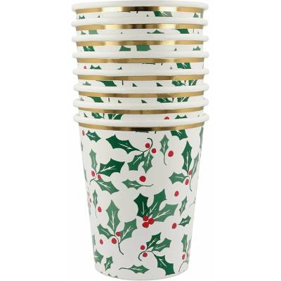 Papierové jednorazové tégliky v súprave Holly Pattern – Meri