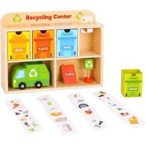 Tooky Toy Дървена играчка Tooky Toy - Център за рециклиране (109002)