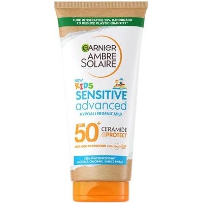 Garnier Ambre Solaire Kids Advanced Sensitive Hypoallergenic Milk SPF50+ водоустойчив слънцезащитен лосион с висока степен на защита 175 ml