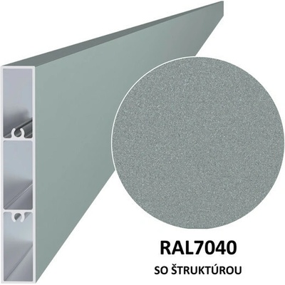 Hliníkový profil 100 x 16 x 6000 mm, štruktúra RAL 7040