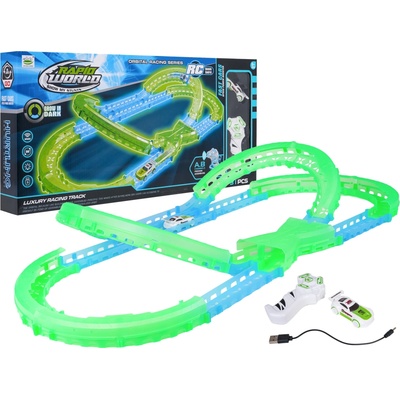 RKToys Svítící autodráha s LED autíčkem a ovladačem 31 dílů