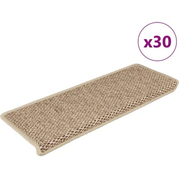 vidaXL Самозалепващи стелки за стълби вид сизал 30бр 65x21x4см пясъчни (3365891)