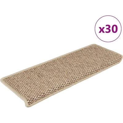 vidaXL Самозалепващи стелки за стълби вид сизал 30бр 65x21x4см пясъчни (3365891)