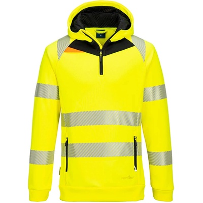 Portwest hi-vis dx482 / Светлоотразителен суичър с 1/4 цип - hv жълто/черно xl (dx482ybrxl)