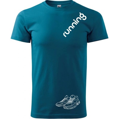 Running tričko nápis šikmo petrolejové