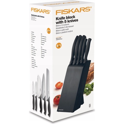 FISKARS CONTROL 1073023 Sada 5 kuchyňských nožů v černém bloku