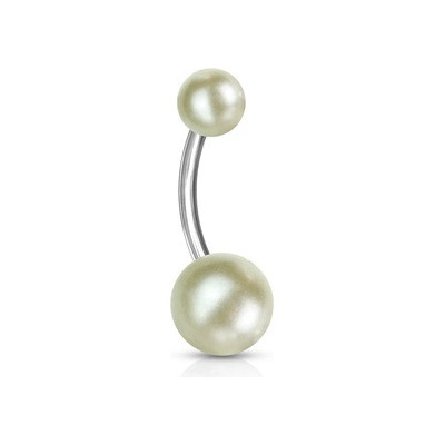 Šperky4U Piercing do pupíku perličky krémová BA01093-MI