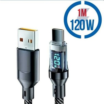 Agemeo ACD1M120W Megatech USB A-C propojovací s displejem 120W 1m černý