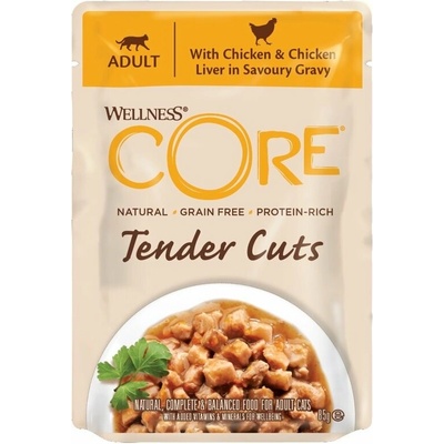 Wellness Core Cat Tender kuracie a játra v omáčke 85 g