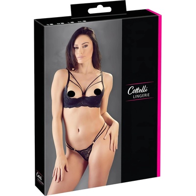 - поддържащ сутиен с презрамки и прашки (черни) - 85C/L