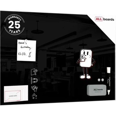 ALLboards CLASSIC TS60x40BK Skleněná tabule 60 x 40 cm