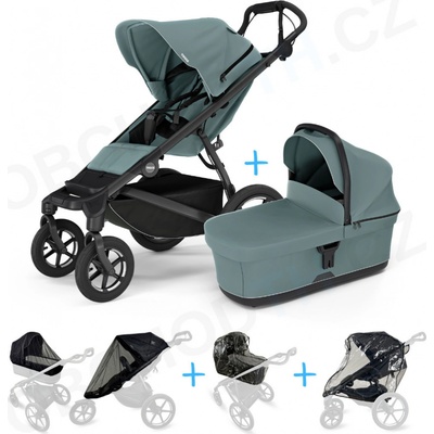 Thule set 5v1 Urban Glide 4-wheel Mid blue 2024 + korba Mid blue + pláštěnky + ochranná síť