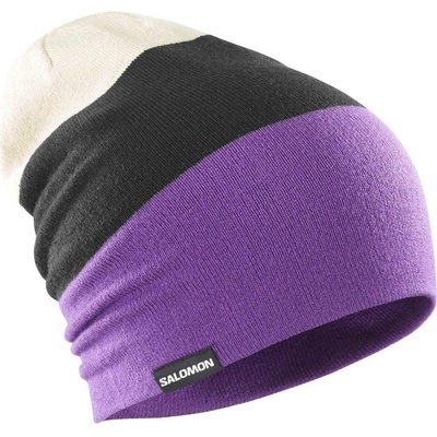 Salomon Flatspin Reversible beanie LC2157300 royal purple/deep black/almond milk