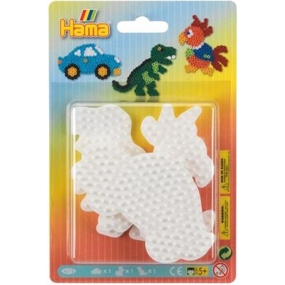 Lowlands Podložka na zažehlovací korálky Hama MIDI auto,papoušek,dinosaurus plast 3ks na kartě 12x18x3cm