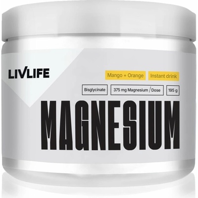 LivLife Magnesium Bisglycinate prášok na účinné doplnenie horčíka Mango Orange 195 g