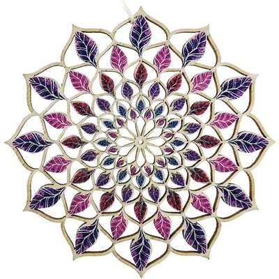 Amadea dřevěná dekorace mandala barevná 9 cm