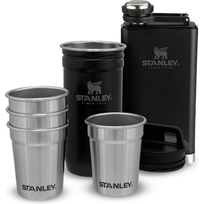 STANLEY 1913 Dárkový set nerezové placatky s panáky Stanley 250ml + 4x panák Černá