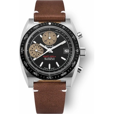 Nivada Grenchen Autochron White - Brown Leather White Stitching