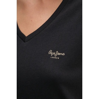 Pepe Jeans Памучна тениска Pepe Jeans FIORE V NECK в черно PL505948 (PL505948)