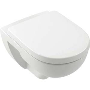 Villeroy & Boch O. novo - Окачена тоалетна чиния със седалка с плавно затваряне, TwistFlush, DirectFlush, CeramicPlus, Алпийско бяло 5660CLR1 (5660CLR1)