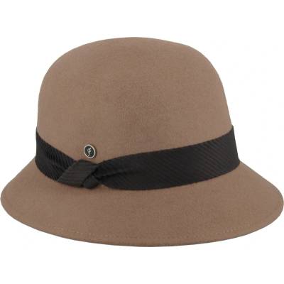 Fléchet dámský plstěný klobouk cloche se stuhou béžový