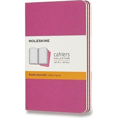 Sešity Moleskine Cahier, S, linkované, 3 ks - tm. růžové