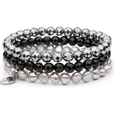Gaura Pearls souprava tří náramků Jasmine sladkovodní perla onyx terahertz 214-40B