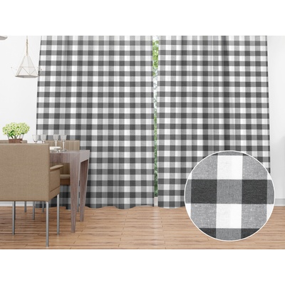 Biante Dekoračný záves Rebeka RE-010 Sivo-biela kocka veľká 130x150 cm