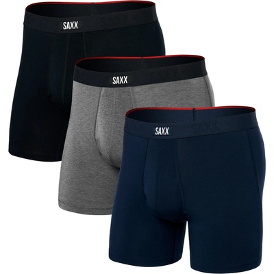 Saxx Мъжко синтетично термобельо Saxx Vibe Xtra Boxer Brief Fly 3-Pack Synthetic base layer - Black / Dark Grey Heather / Navy - размер M (014-2281-0313)