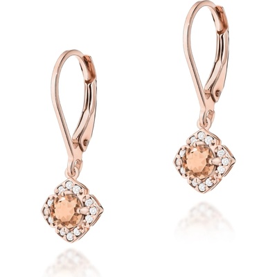 Blink Blink zZlaté náušnice s diamantami a Morganitom 3330RDMoB