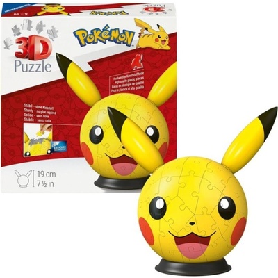 Ravensburger 3D PuzzleBall Pokémon: Pikachu s ušami - 40-99 ks