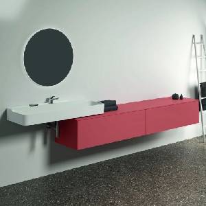 Ideal Standard Atelier Conca червено-оранжев матов стенен шкаф с 2 чекмеджета с плот 240 см (T4335Y3)