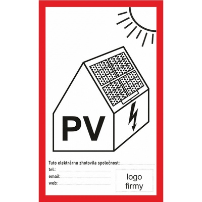 SAPRO FVE Nálepka "PV symbol na fotovoltaiku + doplnění firmy" 7,4x12 FVE0533