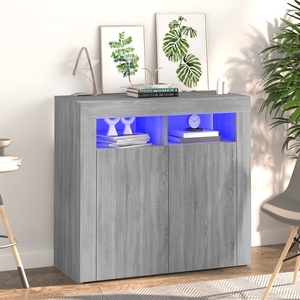 vidaXL Сайдборд с LED светлини, сив сонома, 80x35x75 см (815730)