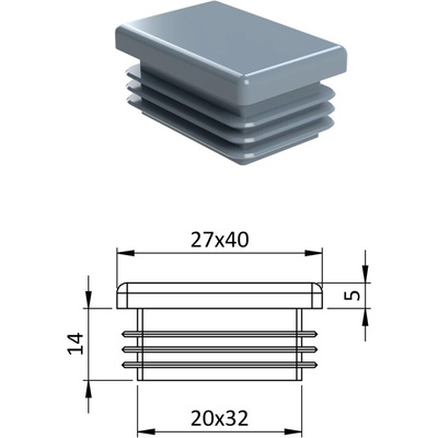 Krytka plastová 27 x 40 mm