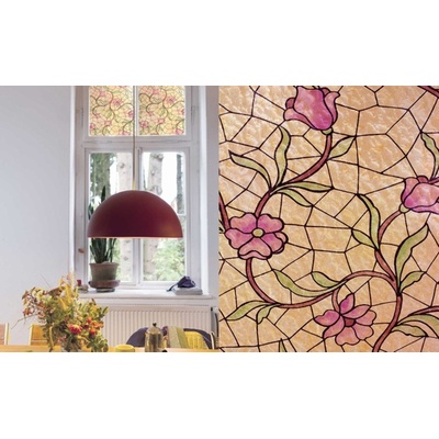 Patifix Фолио за стъкло цветя в бежово - ширина 45 см