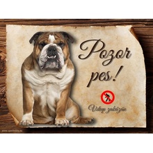 Sport hobby Cedulka Anglický buldog Pozor pes zákaz 20 x 15 cm