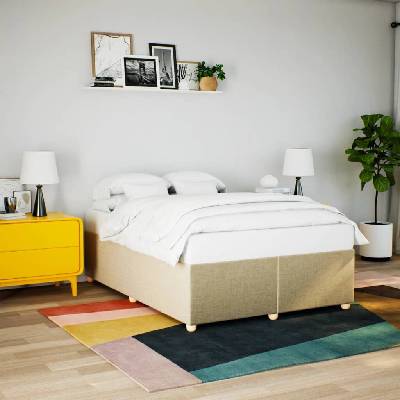 zahrada-XL 3284741 Rám postele bez matrace krémový textil
