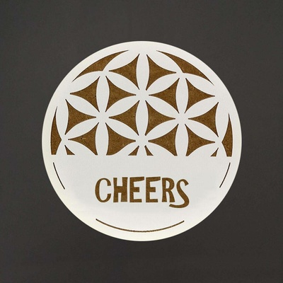 AMADEA Dřevěný podtácek kulatý text Cheers průměr 10,5cm