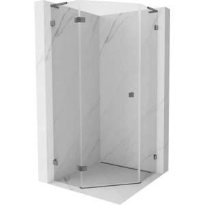 Mexen Lunar L петстенна душ кабина с ляво отваряне 100 x 100 см, прозрачна, gun metal - 831L-100L-100P-95-00-L (831L-100L-100P-95-00-L)
