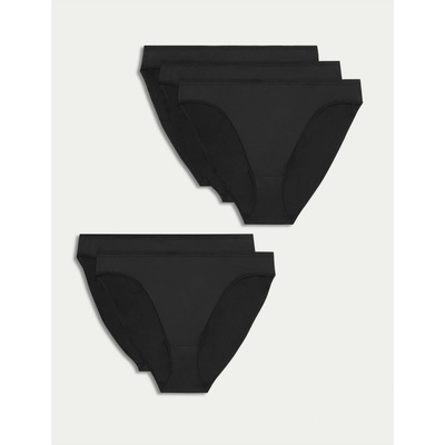 Marks & Spencer Комплект от 5 бр. леко пристягащи гащички от микрофибър с висока талия без видим подгъв, 5 бр. в опаковка Marks & Spencer черни Marks & Spencer | Cheren | ЖЕНИ | M
