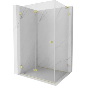 Mexen Lunar-F L сгъваема душ кабина лява 95 x 90 см, прозрачна, злато четкано - 836L-095-090-55-00-L (836L-095-090-55-00-L)