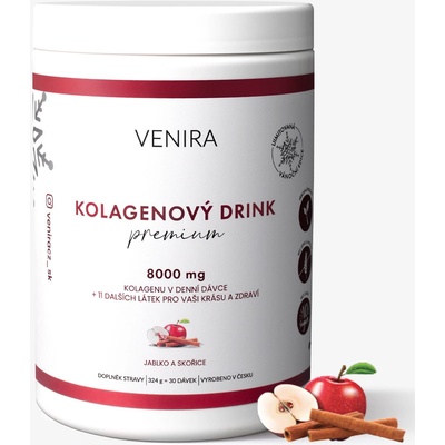 Venira Premium Vánoční kolagenový drink pro vlasy, nehty a pleť, jablko a skořice, 30 dávek, 324 g