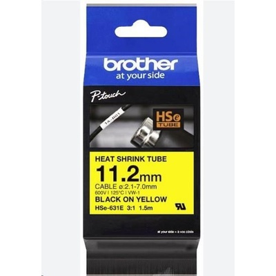 Brother HSE-631E, 11.2 mm x 1.5 m, černý tisk / žlutý podklad , originální páska