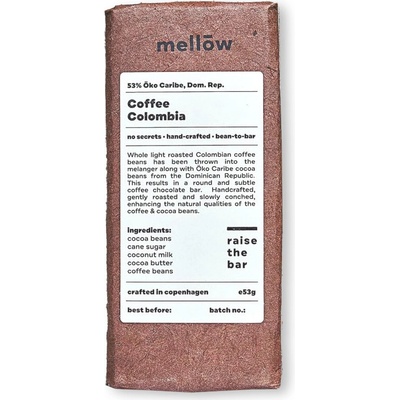 Mellow Chocolate 53% hořká čokoláda Coffee Colombia BIO 53 g