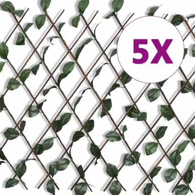 zahrada-XL Vrbový trelážový plot 5 ks s umělými listy 180 x 90 cm